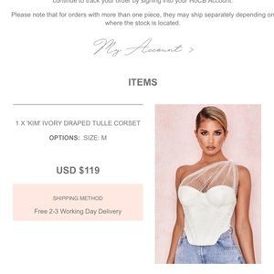 House of CB Kim Ivory Draped Tulle Corset